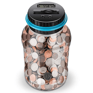 Digital Coin Counting Bank with LCD Counter, 1.8L Capacity Coin Bank Money Jar for Adults