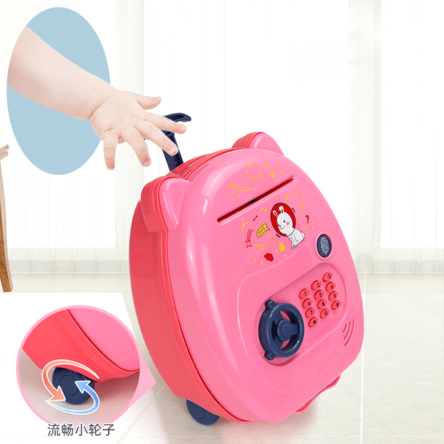 Luggage Shaped Digital Coin Bank Piggy Bank Electronic Mini ATM for Children Toys, Safe Coin Banks Money Saving Box 